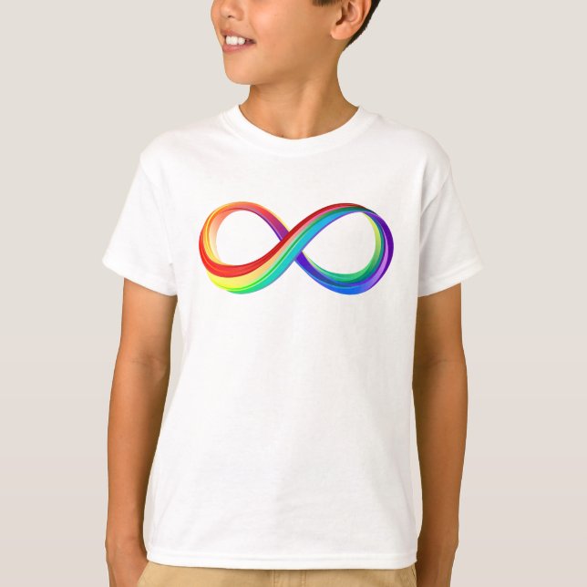 Camiseta Símbolo de Infinidade Arco-Íris em Camadas (Frente)