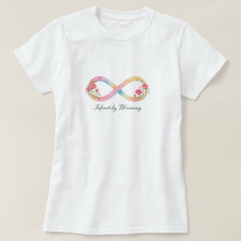 Camiseta Símbolo de Infinito Aquarela Floral Rosa em Flor