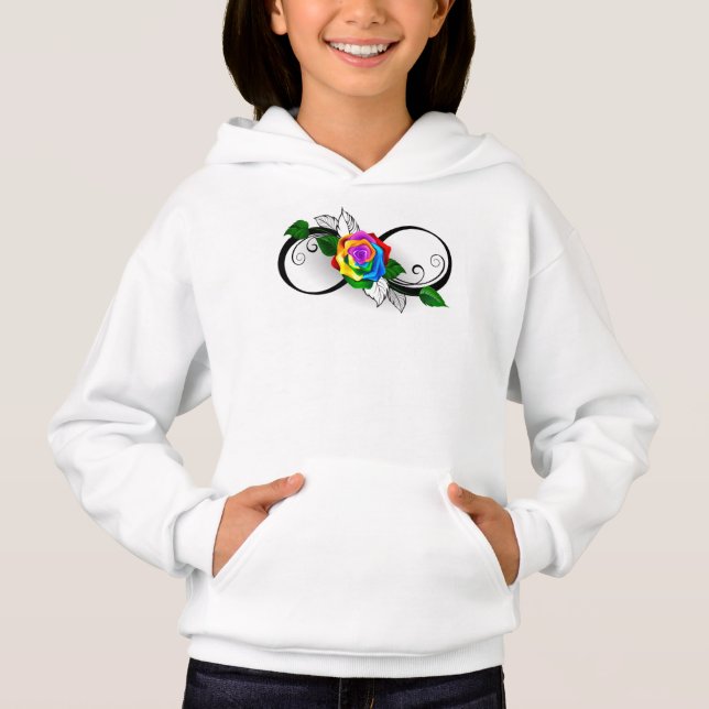 Camiseta Símbolo de Infinito com Rosa Arco-íris (Frente)