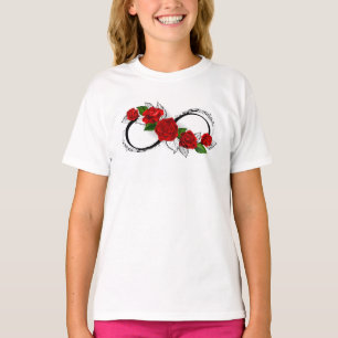 Camiseta Símbolo de Infinito com Rosas Vermelhas
