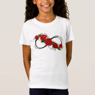 Camiseta Símbolo de Infinito com Rosas Vermelhas