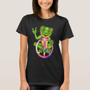 Camiseta Símbolo de Mão de Paz de sapo em um Tie Dye Peace