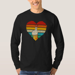 Camiseta Símbolo de mão do coração do K Pop K Drama Pop cor