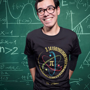 Camiseta Símbolo de Matemática Pi e Atom com Nome