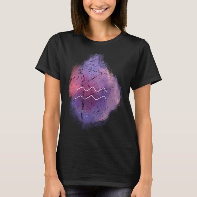 Camiseta Símbolo de Mês de Nascimento Astrologia Aquarius S (Frente)
