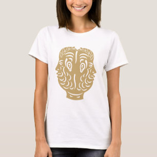 Camiseta Símbolo de Moeda Antiga Romana Cabeça Dupla de Jan