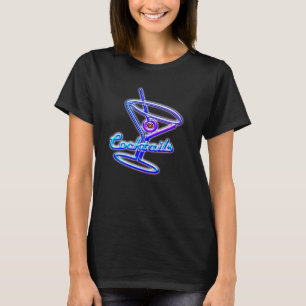 Camiseta Símbolo de neon retrô do coquetel Martini