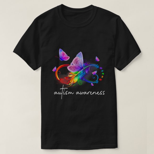 Camiseta Símbolo de Neurodiversidade Rainbow Infinity Autis (Frente do Design)