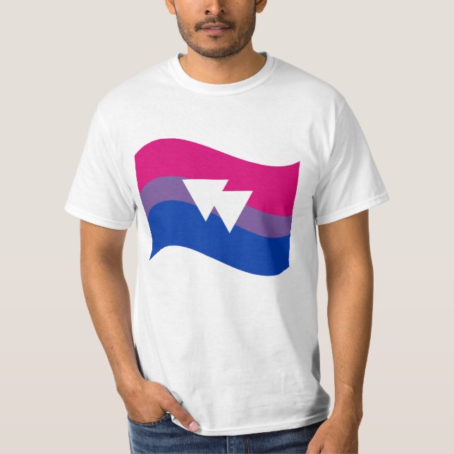 Camiseta Símbolo de Orgulho Bissexual Sinalizador de Onda (Frente)