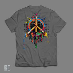 Camiseta Símbolo de Paz Artística Escova e Lápis Educação