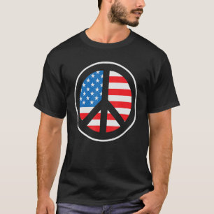 Camiseta Símbolo de Paz da Bandeira Americana 4 de Julho
