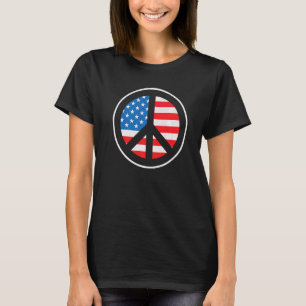 Camiseta Símbolo de paz da bandeira americana 4 de julho