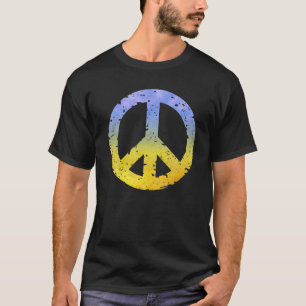 Camiseta Símbolo De Paz Da Ucrânia Azul E Amarelo - Retro S
