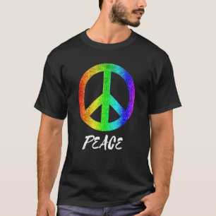 Camiseta Símbolo de Paz de Groovy dos anos 70 Colorido Símb