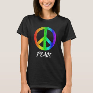 Camiseta Símbolo de Paz de Groovy dos anos 70 Colorido Símb