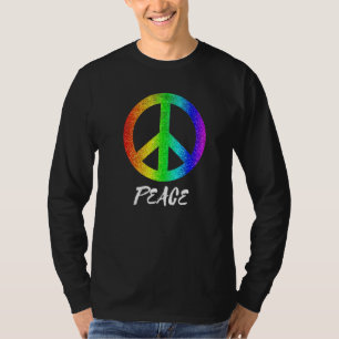 Camiseta Símbolo de Paz de Groovy dos anos 70 Colorido Símb