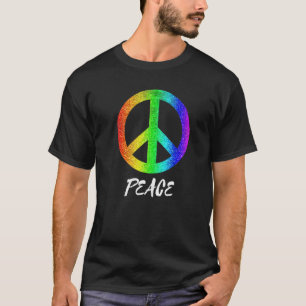 Camiseta Símbolo de Paz de Groovy dos anos 70 Colorido Símb