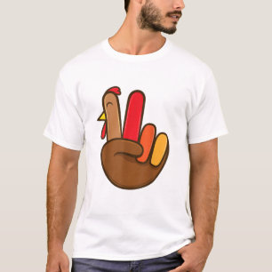 Camiseta Símbolo de Paz de Mão Turca Groovy Ação de Graças