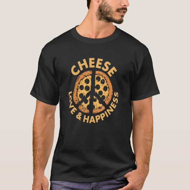 Camiseta Símbolo De Paz De Queijo E Felicidade Pizza (Frente)