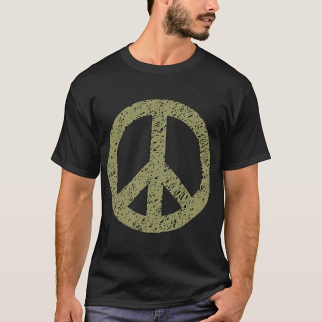 Camiseta Símbolo de Paz Escrito - Khaki (Frente)