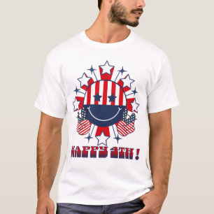 Camiseta Símbolo de paz feliz do rosto patriótico - 4º feli