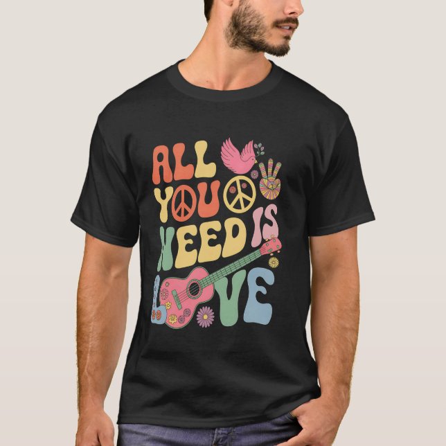 Camiseta Símbolo de Paz Hippie Pombo e Poder 1970s (Frente)