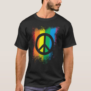 Camiseta Símbolo de Paz LGBT Tinta Salpico Orgulho Gay Arco