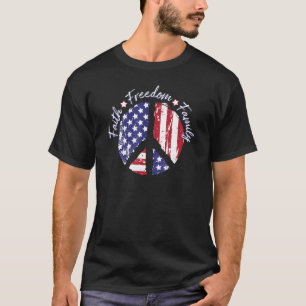 Camiseta Símbolo de paz patriótico EUA sinaliza família de