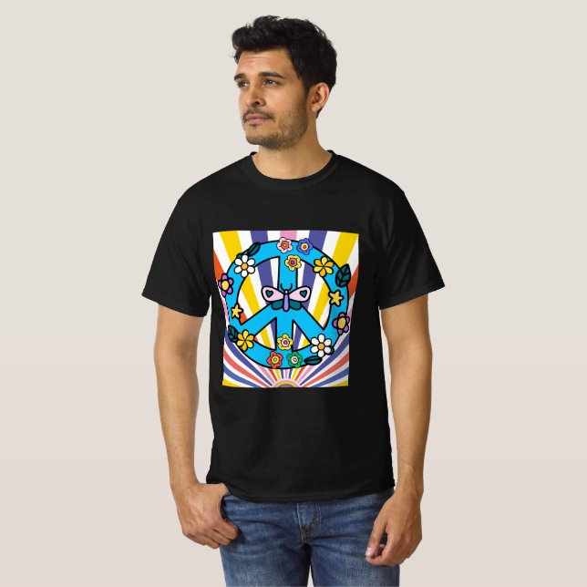 Camiseta Símbolo de Paz Retro (Frente Completa)