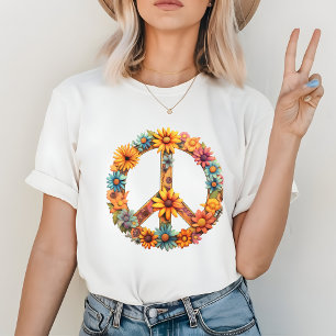 Camiseta Símbolo de Paz Retro Floral