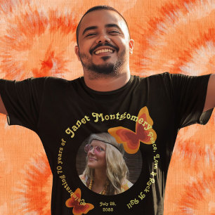 Camiseta Símbolo de Paz Retroativo Borboleta Psicodélica An