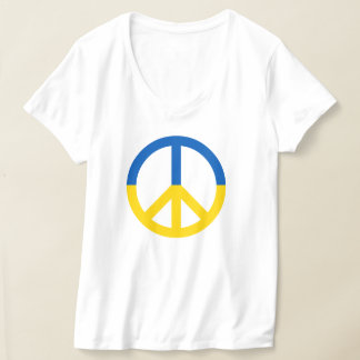 Camiseta Símbolo de Paz Ucrânia Cores de Sinalizador Amarel