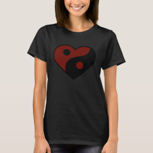 CAMISETA SÍMBOLO DE PAZ YIN YANG PRETO E VERMELHO ESCURO AB