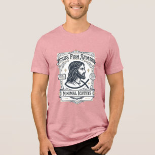 Camiseta Símbolo de Peixe de Jesus Minimal Ichthys Peixe de