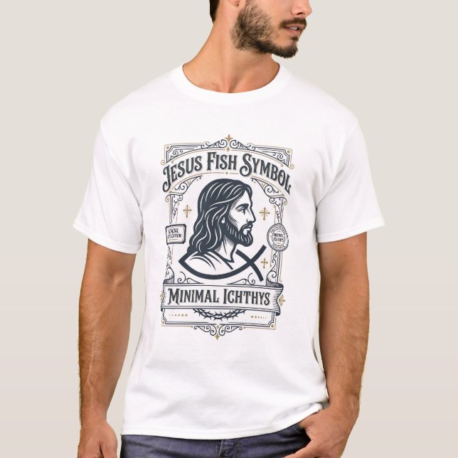 Camiseta Símbolo de Peixe de Jesus Minimal Ichthys Peixe de (Frente)