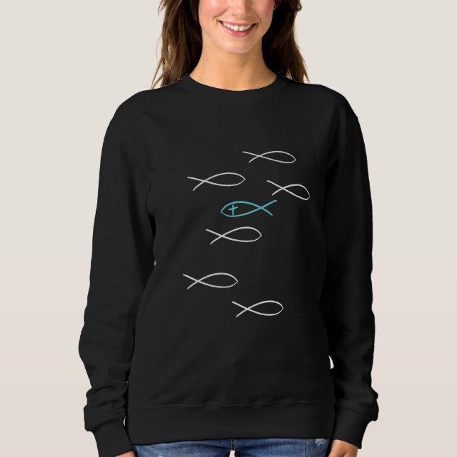Camiseta Símbolo de Peixe Deus Igreja Cristã Jesus Rezando  (Frente)
