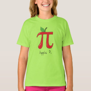Camiseta Símbolo de Pi de Math Apple Teacher Bonito Cartoon