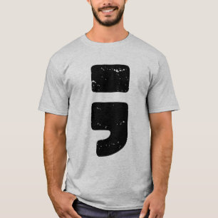 Camiseta Símbolo de Pontuação Preto Angustiado Ponto e Vírg