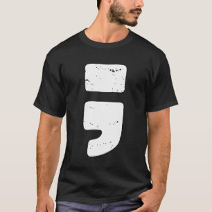 Camiseta Símbolo de Pontuação Preto Angustiado Ponto e Vírg