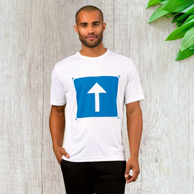 Camiseta Símbolo de Seta para Cima do Tráfego Único Azul (Criador carregado)