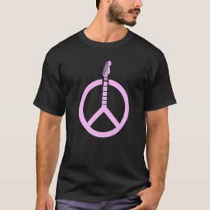 Camiseta Símbolo de Sinal de Paz em Forma de Guitarra