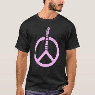 Camiseta Símbolo de Sinal de Paz em Forma de Guitarra