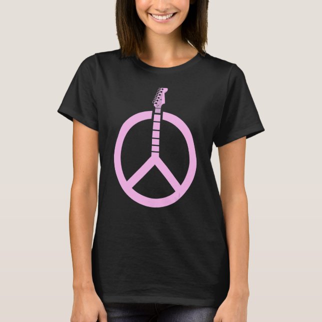 Camiseta Símbolo de Sinal de Paz em Forma de Violão (Frente)