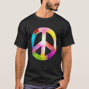 Camiseta Símbolo de Sinal de Paz Tie Dye 60s 70s Vintage Hi