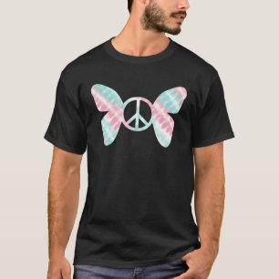 Camiseta Símbolo de sinal de paz Tie Dye Butterfly Retro 60