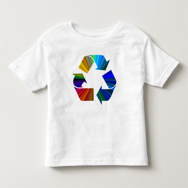 Camiseta Símbolo de Sinal do Reciclagem Arco-Íris Colorido (Frente)