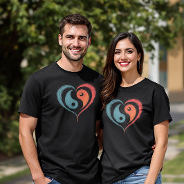 Camiseta Símbolo do coração de Yin Yang - Design artístico 