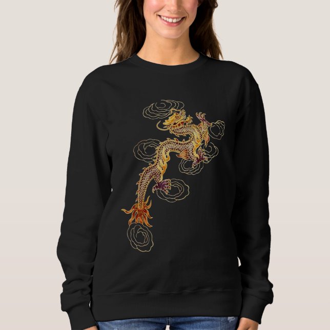Camiseta Símbolo do Dragão Chinês Tradicional de Poder e Fo (Frente)