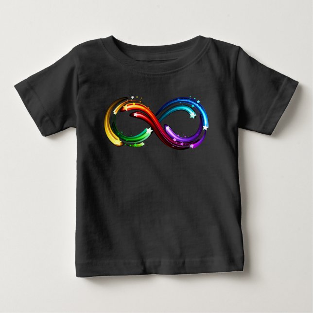 Camiseta Símbolo do infinito de cometas arco-íris (Frente)