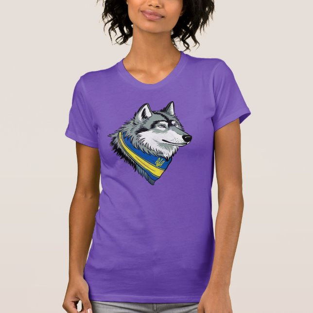 Camiseta Símbolo do Lobo Ucraniano, Forte, Orgulhosa Arte U (Frente)